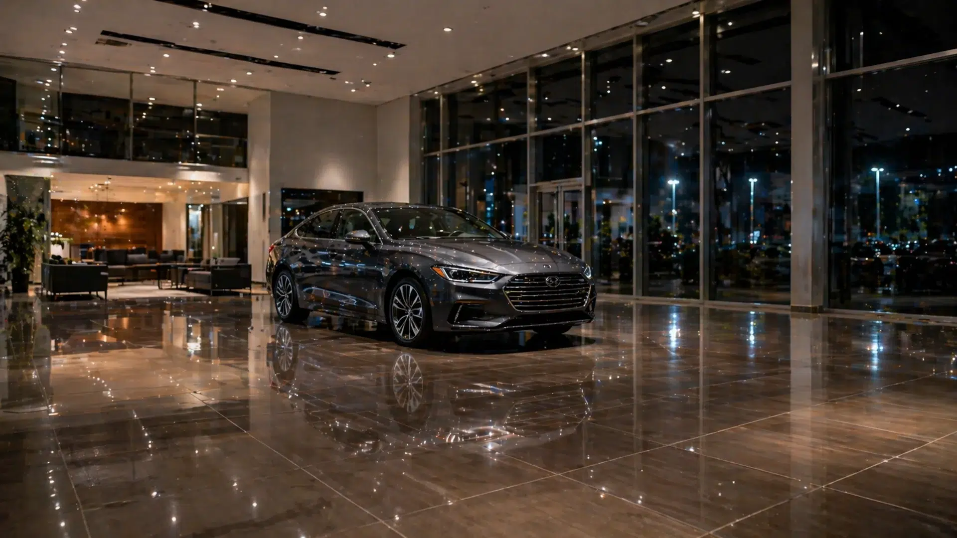 Clean Long Island auto dealership showroom