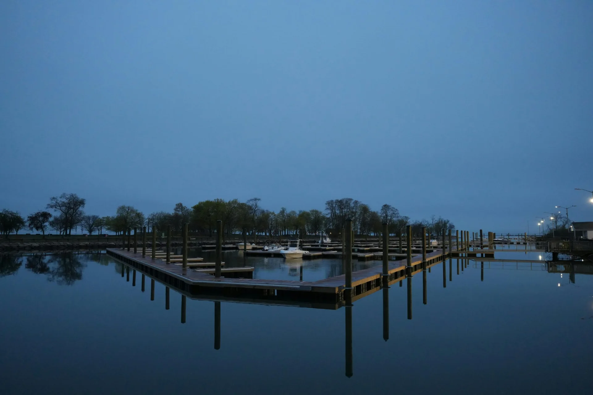 Marina at dusk in Mount Sinai, NY, served by E and J Cleaning Services